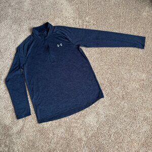 Under Armour Pullover Men's M Blue Heather Loose Quarter Zip Athleisure Sporty